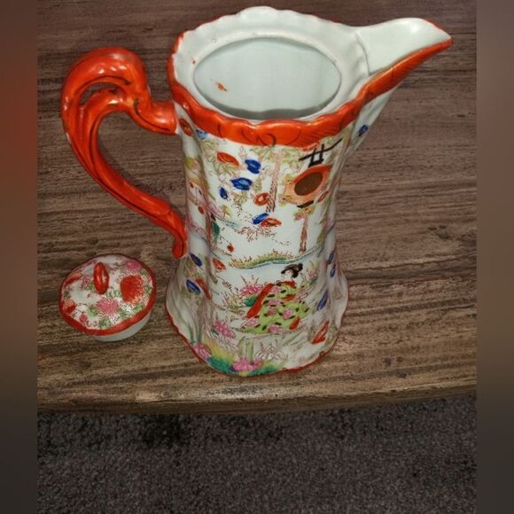 10 vintage butterfly geisha saucers and tea pot with lid - Picture 5 of 8